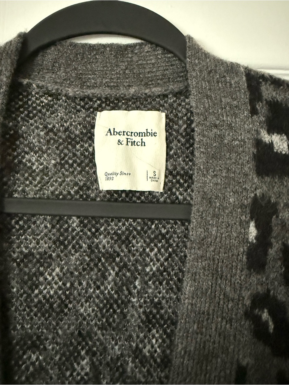 Abercrombie & Fitch Charcoal Leopard Open-Front Cardigan - Picture 3 of 4